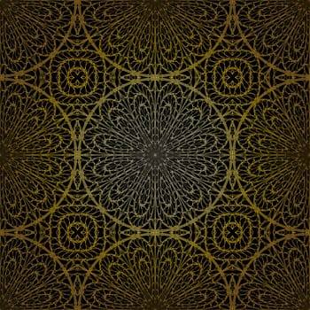 Geometric gold lace seamless pattern. Arabic tile lattice vector background.