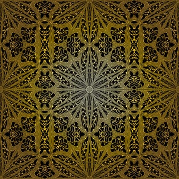 Geometric gold lace seamless pattern. Arabic tile lattice vector background.