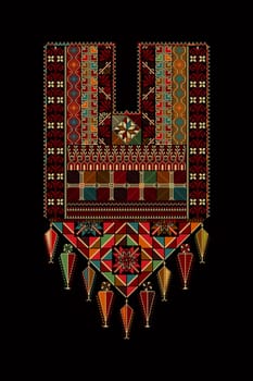 Embroidery vector Tatreez template , Palestinian fashion neck ornament
