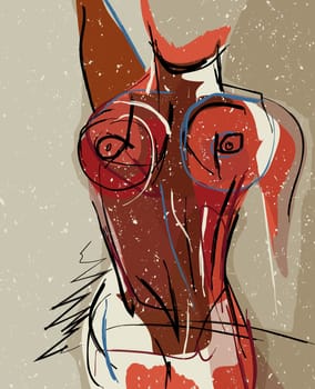 Abstract art nude compostion, vector illustration