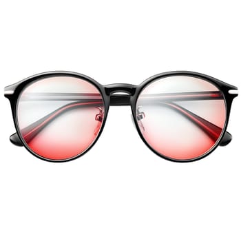 Stylish round eyeglasses with a modern black frame and a trendy red gradient lens, perfect for adding a touch of sophistication to any outfit.