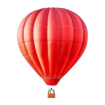 A vibrant red hot air balloon floats gracefully against a clear white background, ready for an exciting adventure.