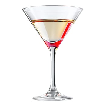 A martini glass filled with a light-colored cocktail, showcasing its elegant design and the drink's clarity.