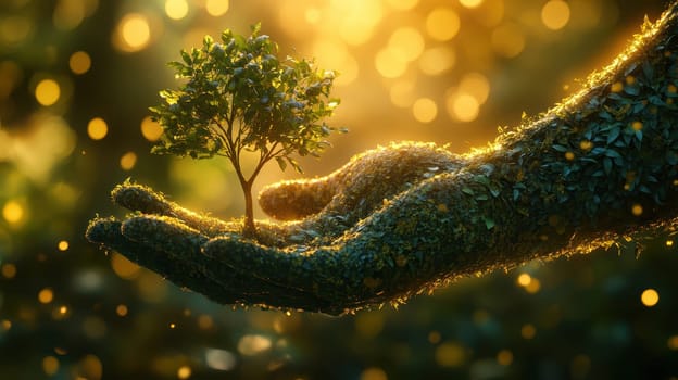 a lush greenery hand holding a small plant..