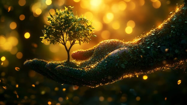 a lush greenery hand holding a small plant..