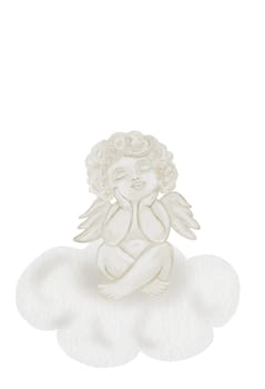 Watercolor cherub angel cupid. Hand drawn little baby boy on the cloud in pastel colors on a white background. Clip art religious. Perfect for Valentine's Day and Christening cards and posters. High quality illustration. High quality illustration