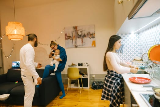 A warm and inviting scene depicting a family happily enjoying quality time together in a stylish living space