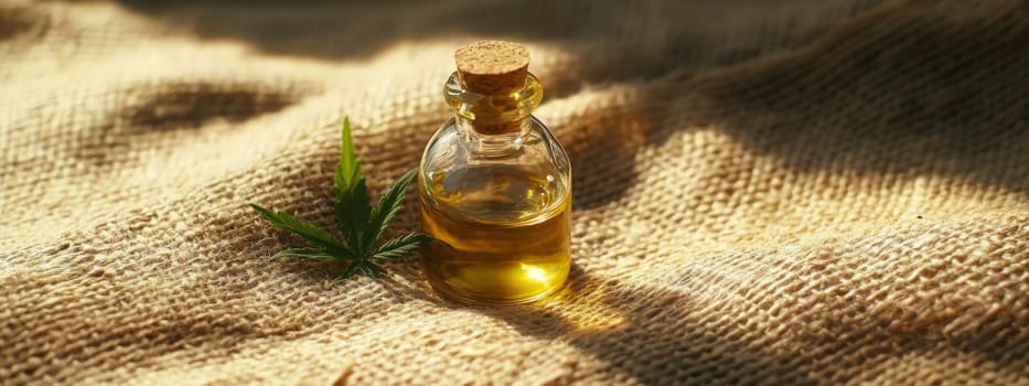 Cannabis extract essential oil in a small bottle, Generative AI, nature