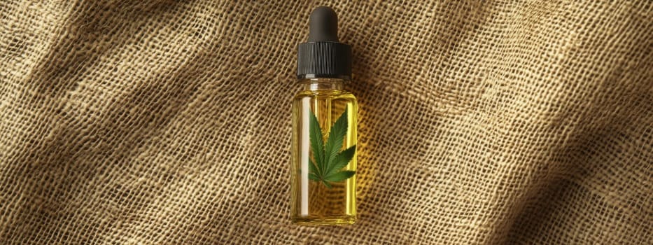 Cannabis extract essential oil in a small bottle, Generative AI, nature