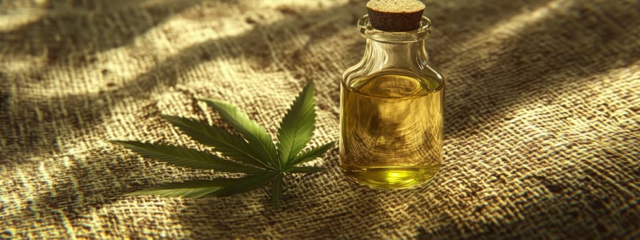 Cannabis extract essential oil in a small bottle, Generative AI, nature