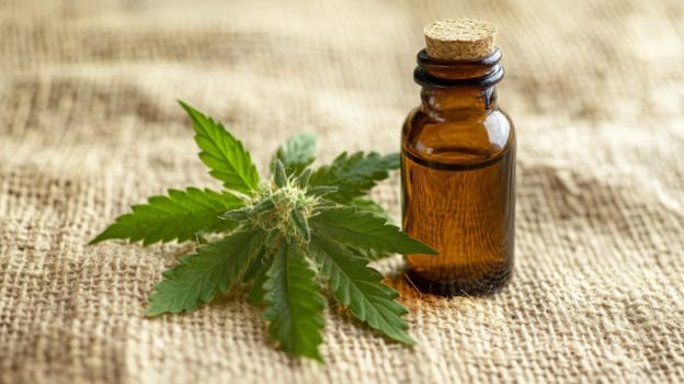 Cannabis extract essential oil in a small bottle, Generative AI, nature