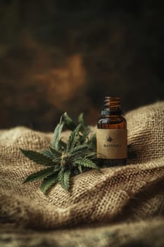 Cannabis extract essential oil in a small bottle, Generative AI, nature
