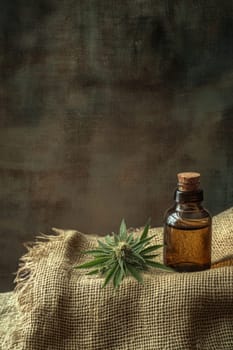 Cannabis extract essential oil in a small bottle, Generative AI, nature