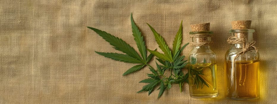 Cannabis extract essential oil in a small bottle, Generative AI, nature