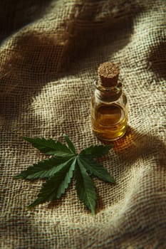 Cannabis extract essential oil in a small bottle, Generative AI, nature