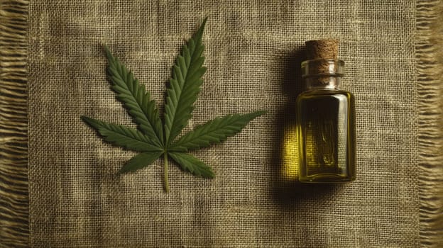 Cannabis extract essential oil in a small bottle, Generative AI, nature