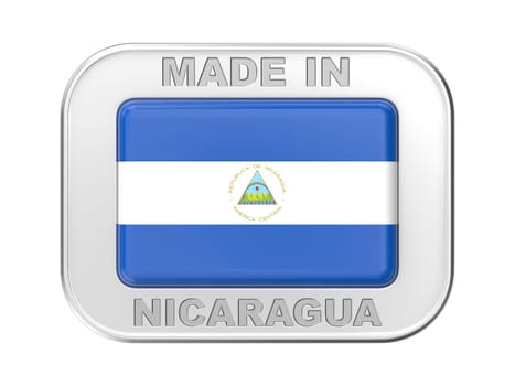 Made in Nicaragua, silver badge with the flag of Nicaragua