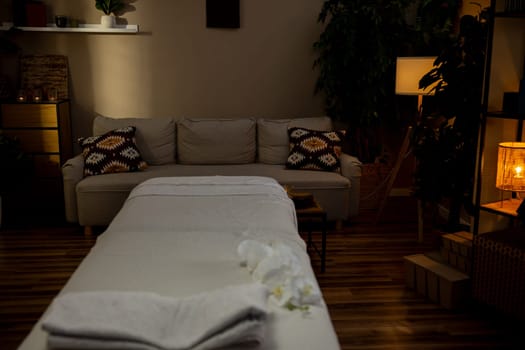 A tranquil spa with plush furnishings and soothing decor that promotes relaxation and wellbeing during your visit