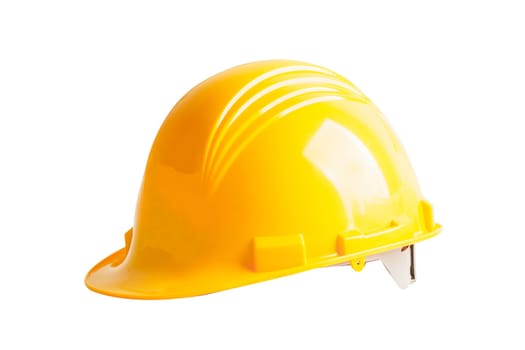 Yellow helmet isolated on white background with clipping path, protect to safety for engineer in construction site.
