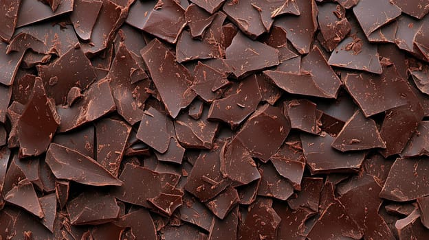 Dark chocolate shards form a textured and appetizing background