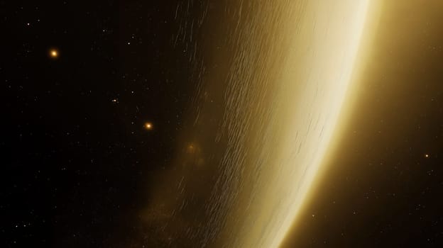 A big planet in space in close-up