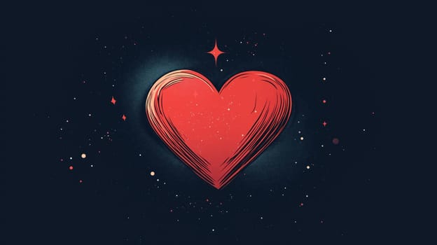 Red cute grunge heart Valentines Day abstract background