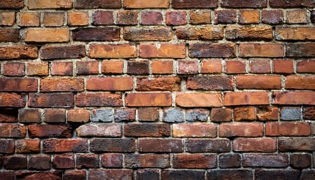 red brick wall useful as a background, AI generated image