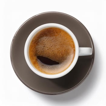 cup of coffee top flat view, AI generated image