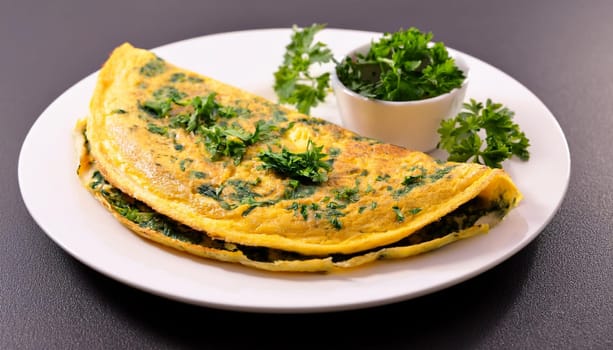 omelette with egg and parsley, AI generated image
