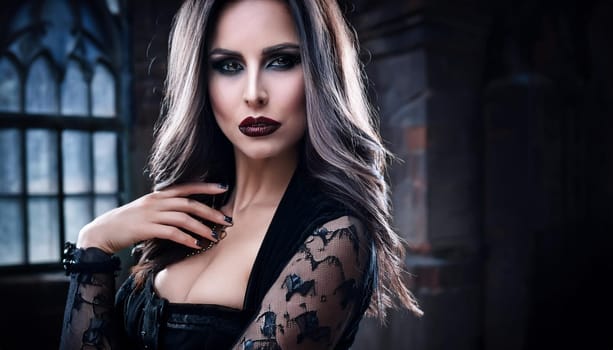 pretty young goth woman, AI generated image