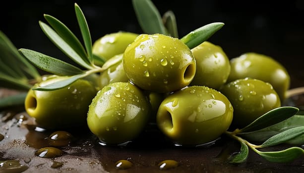 green olives vegan food, AI generated image