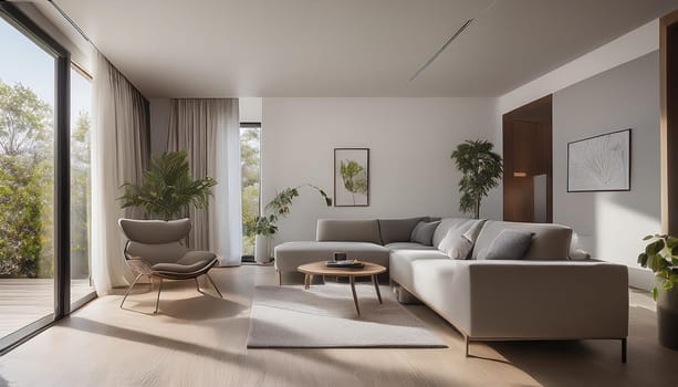 modern home living room interior, AI generated image