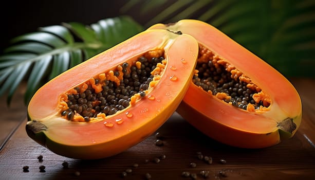split papaya exotic fruit, AI generated image