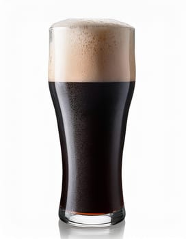 pint of dark beer over white background, AI generated image