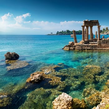 ruins of the island of Atlantis, AI generated image