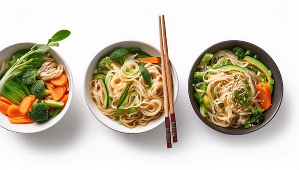vegan asian noodles with vegetables, AI generated image