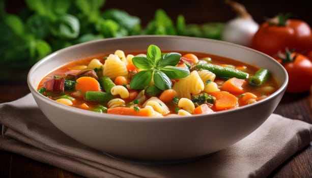 vegetables minestrone vegetarian food, AI generated image