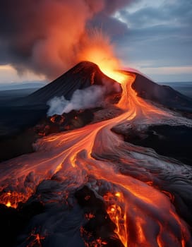 volcano lava magma flow, AI generated image