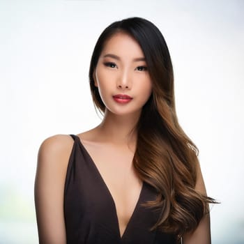 pretty young woman portrait front view, AI generated image