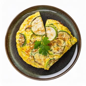 courgettes omelette over white background, AI generated image