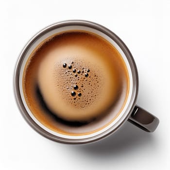 cup of coffee top flat view, AI generated image