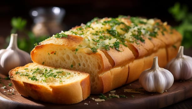 garlic bread vegetarian food, AI generated image