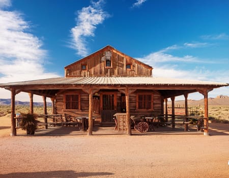 ruins of old wild west city, AI generated image
