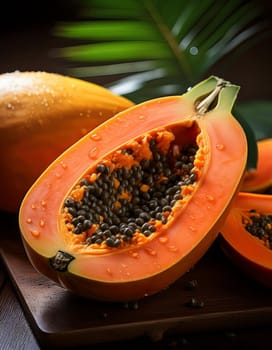 split papaya exotic fruit, AI generated image
