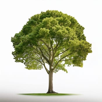 oak tree over white background, AI generated image