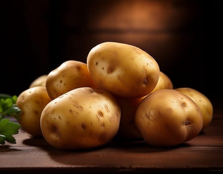 heap of many raw potatoes, AI generated image