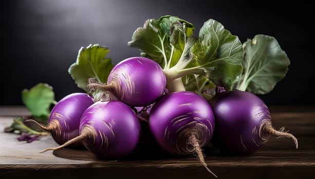 purple turnips vegetarian food, AI generated image