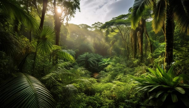 tropical rainforest landscape scene, AI generated image