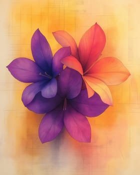 Flowers on a light background in watercolor style. Selective focus.