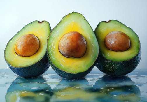 Close-up watercolor image of kiwi. Selective focus.
